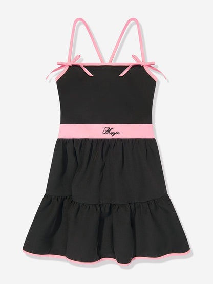 MSGM 女童黑色棉质技术连衣裙
