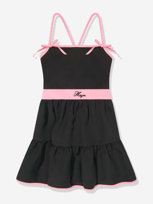 MSGM 女童黑色棉质技术连衣裙