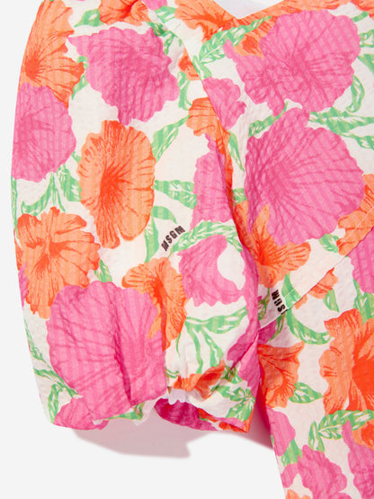MSGM 女童泡泡纱连衣裙（粉色）