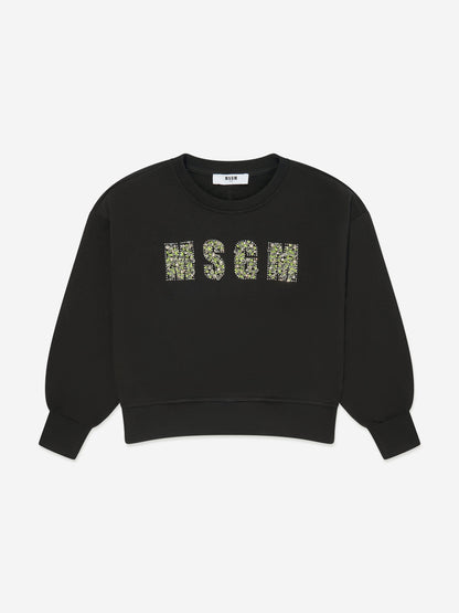MSGM 女童黑色徽标运动衫