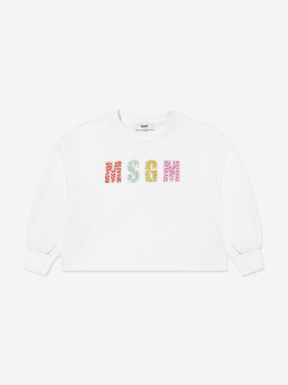 MSGM 女童白色徽标运动衫