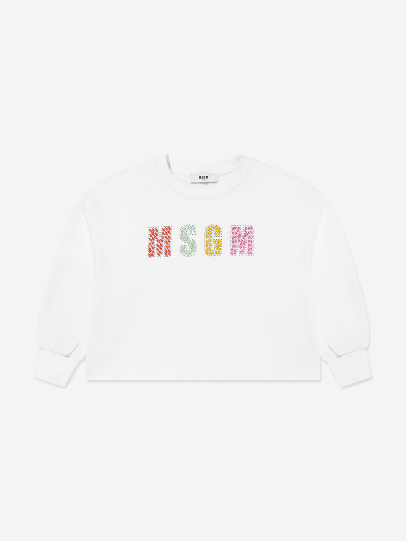 MSGM 女童白色徽标运动衫