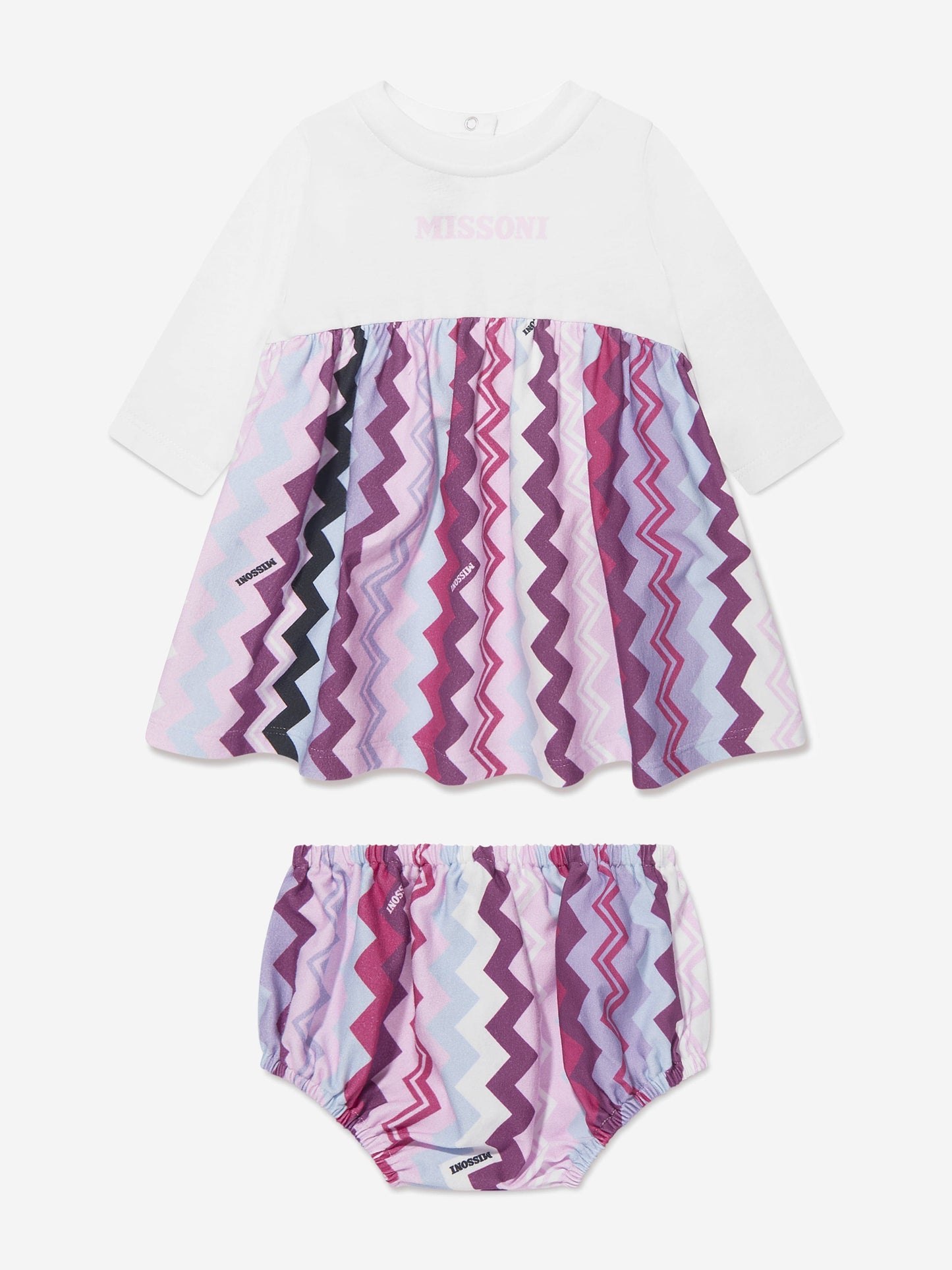 Missoni 女婴粉色之字形连衣裙