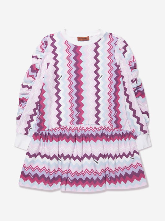 Missoni 女童粉红色之字形连衣裙