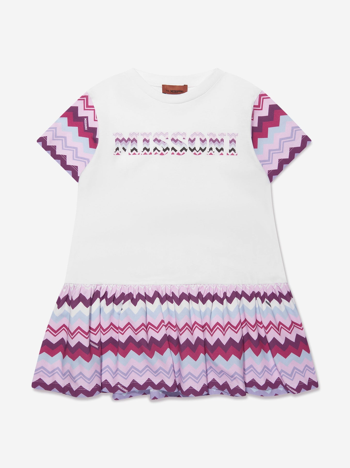 Missoni 女童白色之字形针织连衣裙