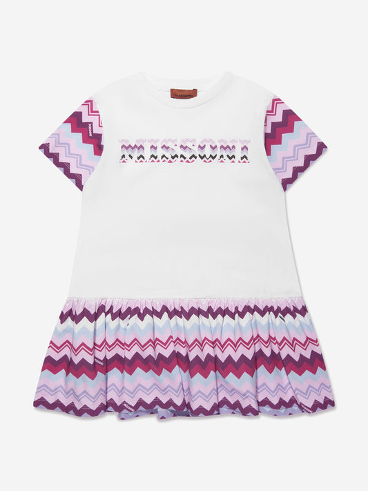 Missoni 女童白色之字形针织连衣裙