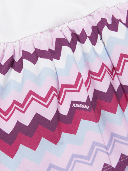 Missoni 女童白色之字形针织连衣裙