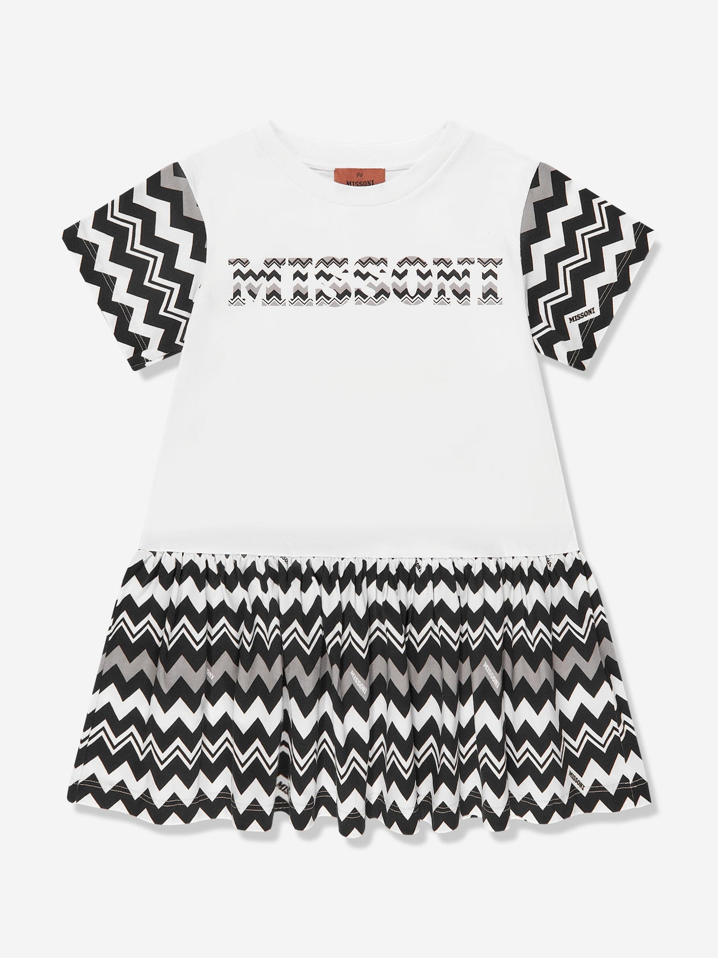 Missoni 女童白色之字形连衣裙