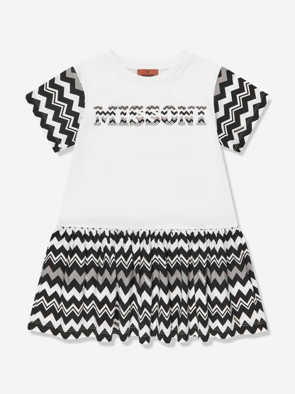 Missoni 女童白色之字形连衣裙