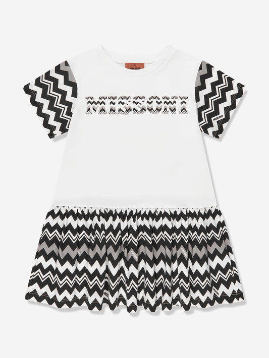 Missoni 女童白色之字形连衣裙