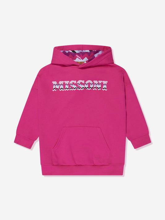 Missoni 女童粉色徽标连帽衫