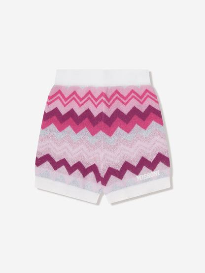Missoni 女童锯齿形针织短裤（粉色）