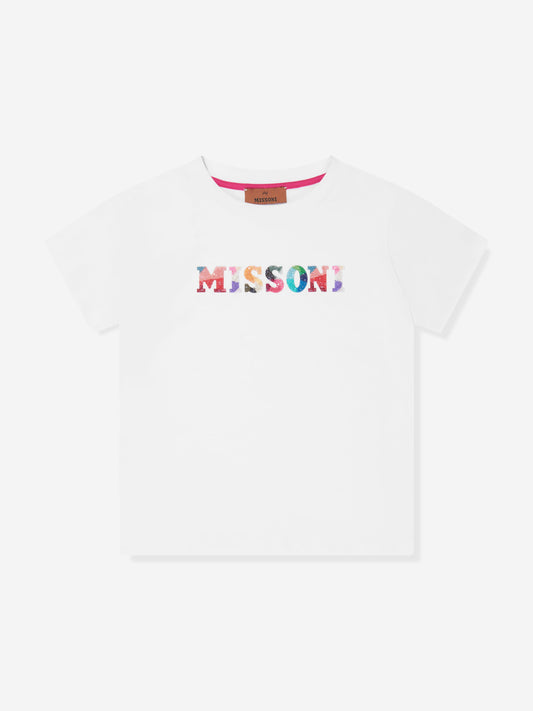 Missoni 女童白色徽标 T 恤