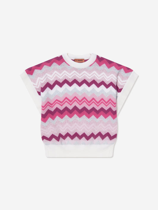 Missoni 女童锯齿形针织背心（粉色）