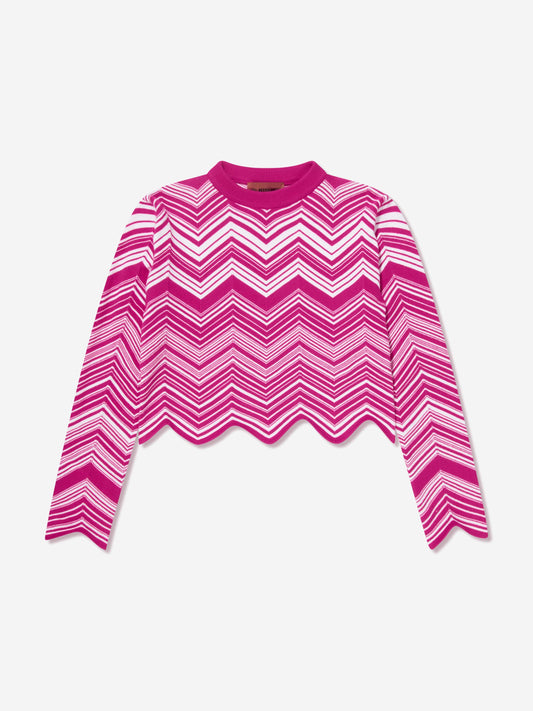 Missoni 女童锯齿形针织套衫（粉色）