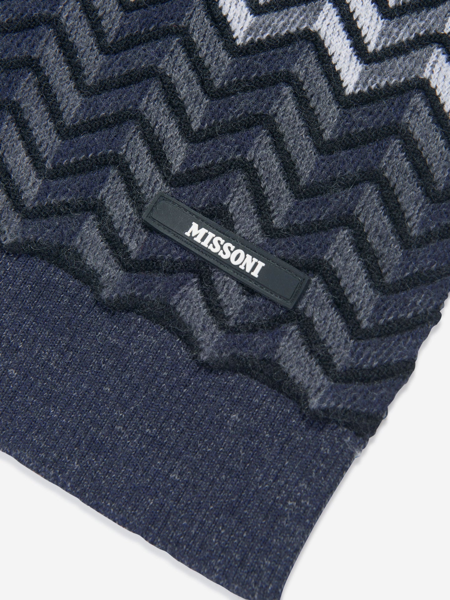 Missoni Boys 黑色锯齿形羊毛围巾