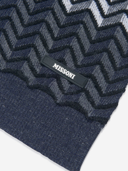 Missoni Boys 黑色锯齿形羊毛围巾