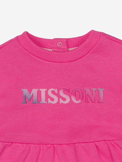 Missoni 女婴粉红色针织连衣裙配短裤