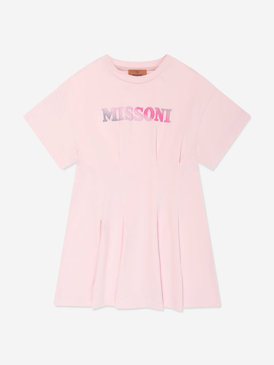 Missoni 女童粉色徽标平纹连衣裙