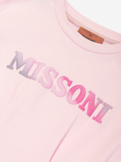 Missoni 女童粉色徽标平纹连衣裙