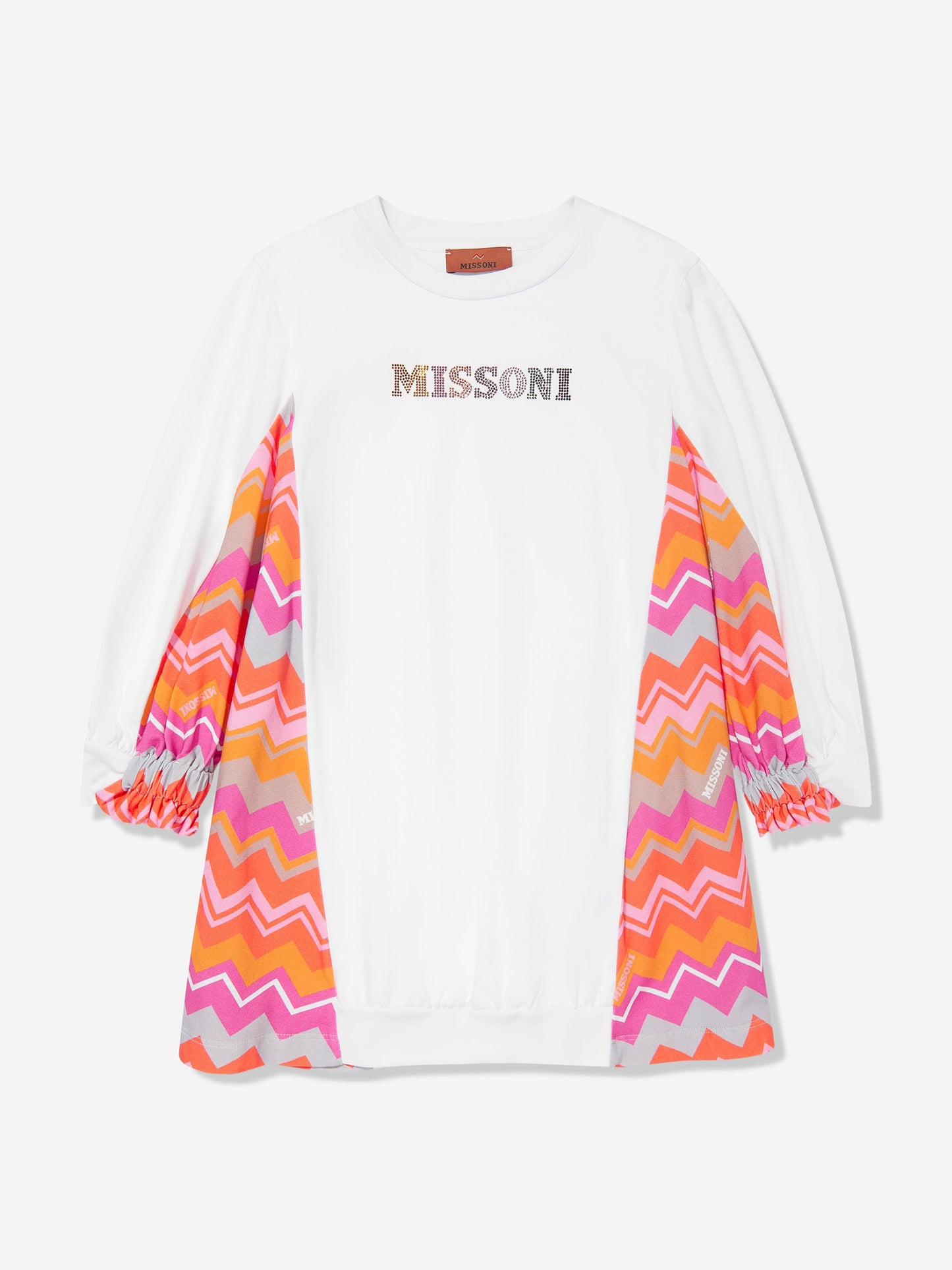 Missoni 女童之字形徽标毛衣裙（白色）