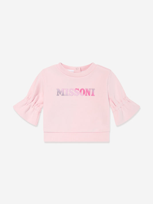 Missoni 女婴粉色徽标运动衫