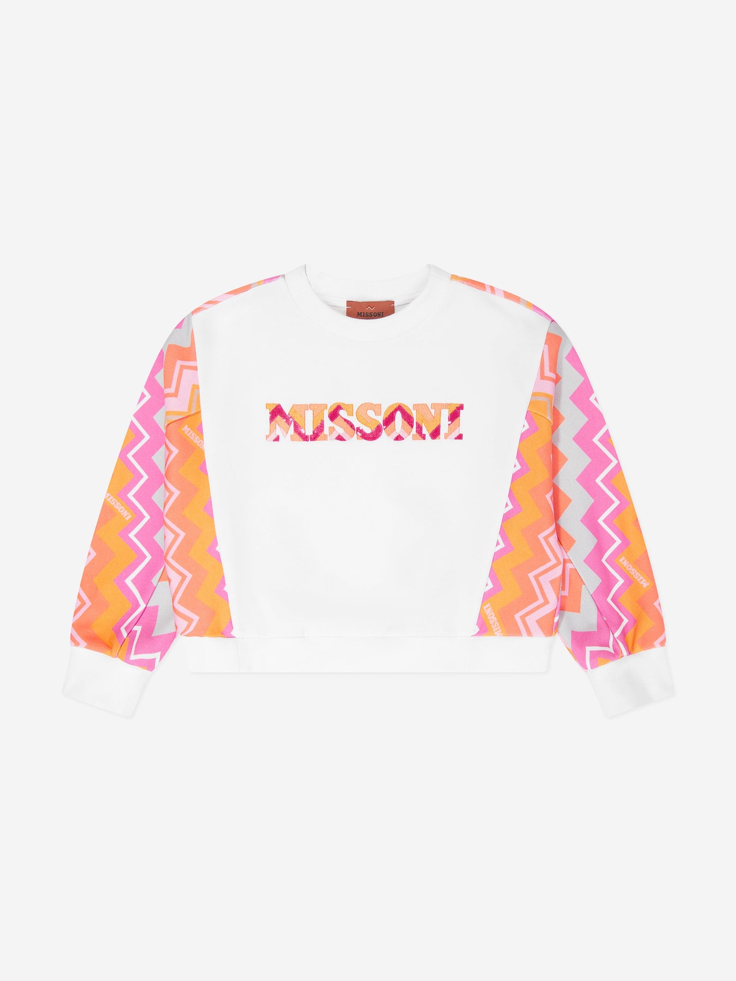 Missoni 女童白色之字形徽标运动衫