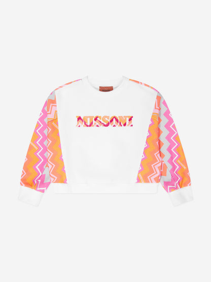 Missoni 女童白色之字形徽标运动衫
