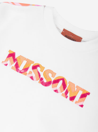 Missoni 女童白色之字形徽标运动衫