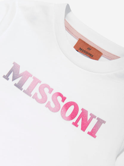 Missoni 女婴长袖徽标 T 恤（白色）