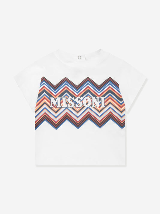 Missoni 男婴白色锯齿形徽标 T 恤