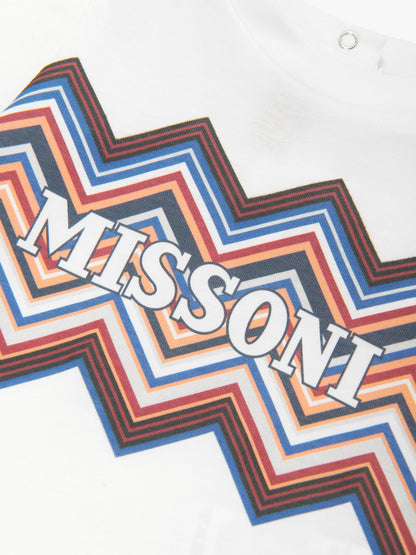 Missoni 男婴白色锯齿形徽标 T 恤