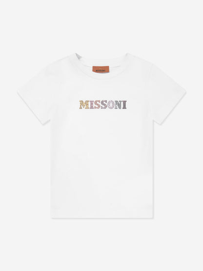 Missoni 女童白色徽标 T 恤