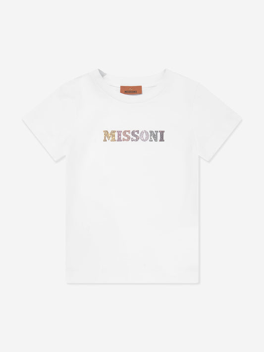 Missoni 女童白色徽标 T 恤