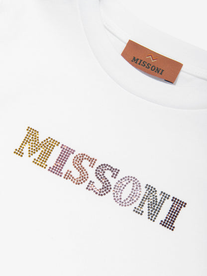 Missoni 女童白色徽标 T 恤