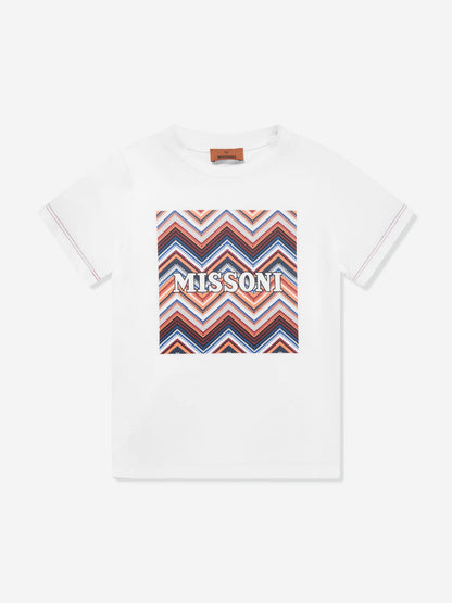 Missoni 男童白色锯齿形徽标 T 恤