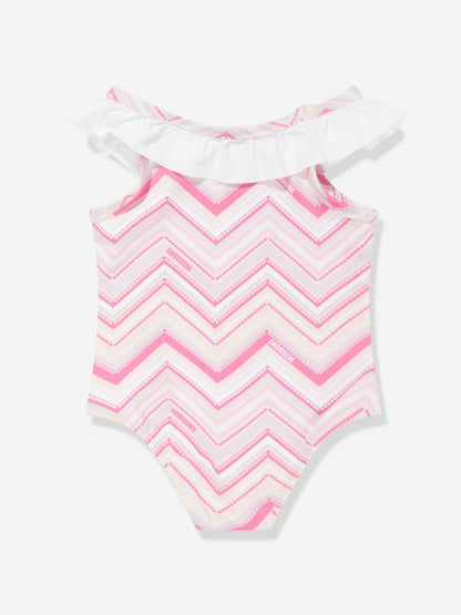 Missoni 女婴粉红色之字形泳衣