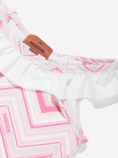 Missoni 女婴粉红色之字形泳衣
