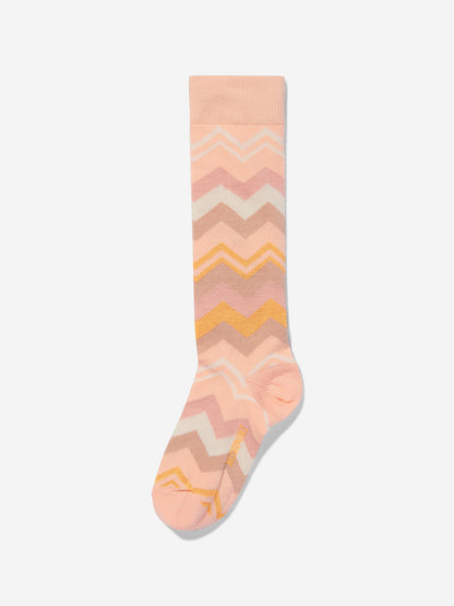Missoni 女童锯齿袜（粉色）