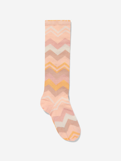 Missoni 女童锯齿袜（粉色）