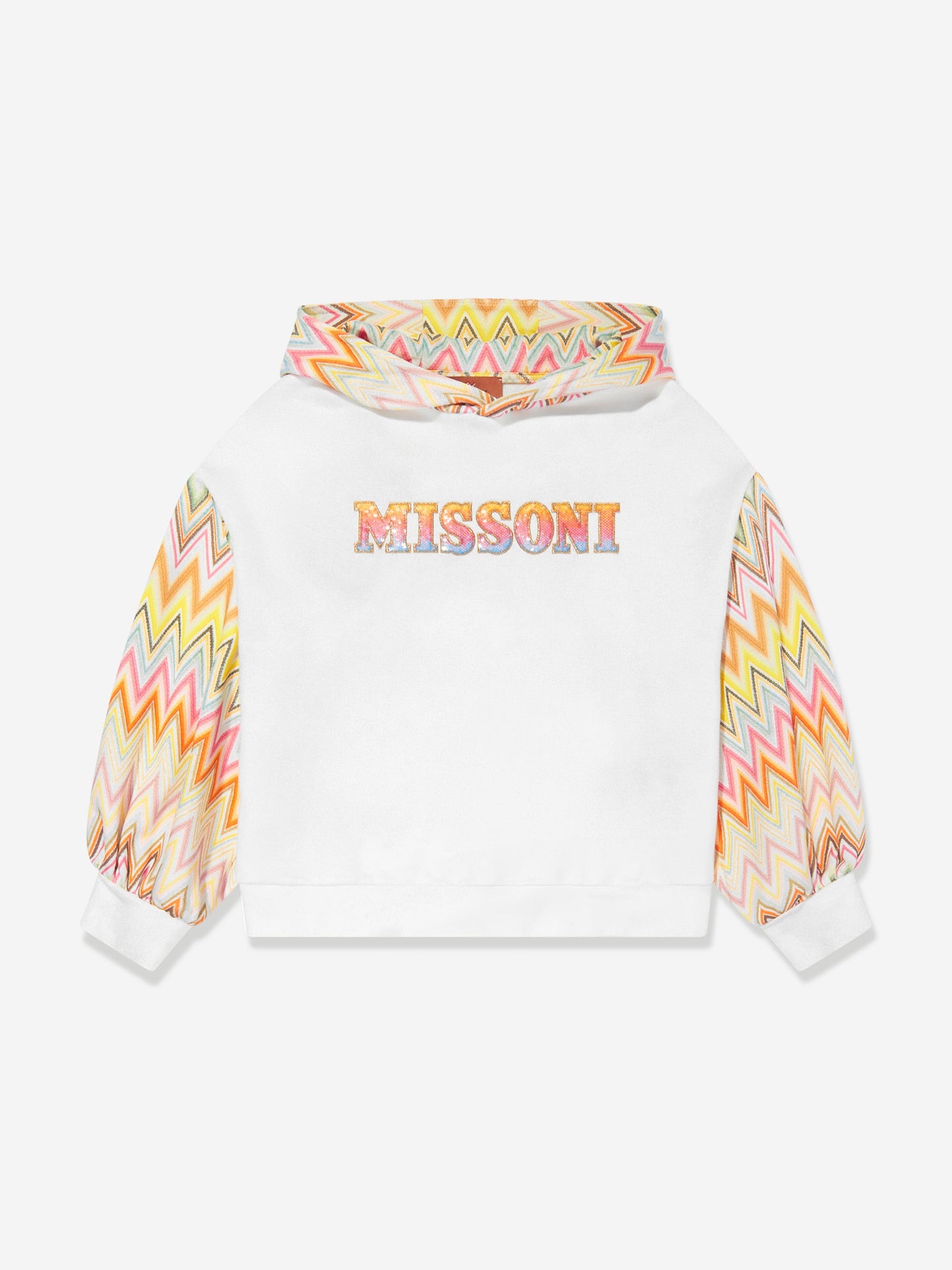 Missoni 女童锯齿形徽标连帽衫（象牙色）