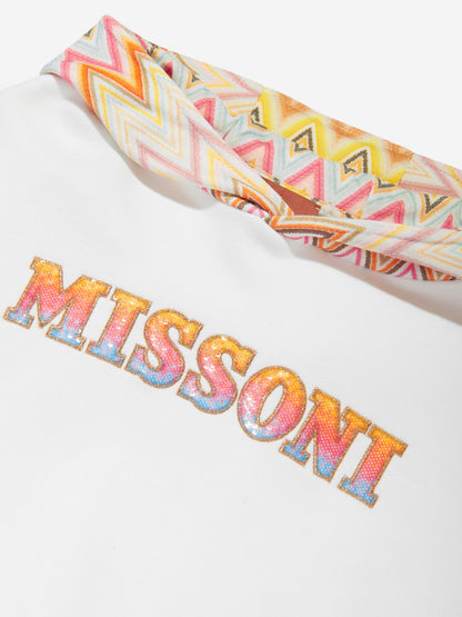 Missoni 女童锯齿形徽标连帽衫（象牙色）