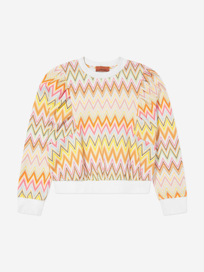 Missoni 女童多色之字形运动衫