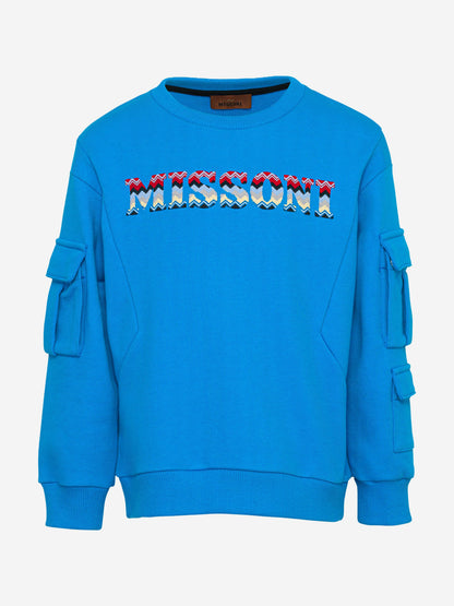 Missoni 男童蓝色徽标运动衫