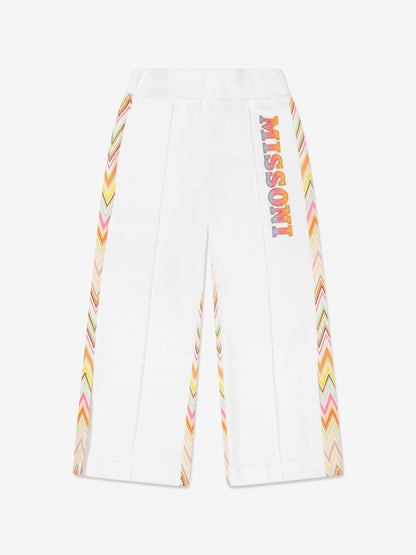 Missoni 女童象牙色徽标宽腿慢跑裤