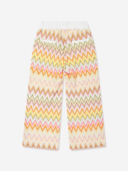 Missoni 女童象牙色徽标宽腿慢跑裤