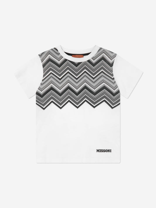 Missoni 男童白色之字形 T 恤