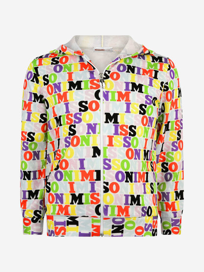 Missoni 女童徽标拉链上衣