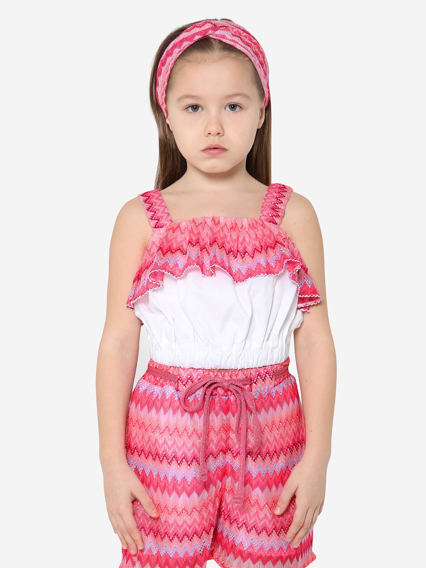 Missoni 女童之字形荷叶边上衣（白色）