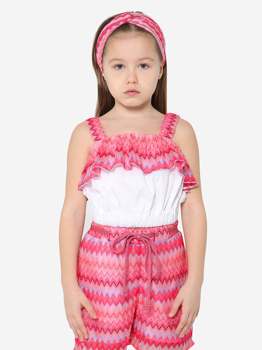 Missoni 女童之字形荷叶边上衣（白色）